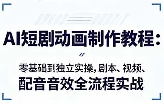 AI短剧动画制作入门：零基础到独立实操，剧本、视频、配音音效全流程实战-资源妙妙屋