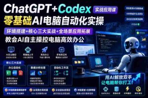 ChatGPT+Codex实战应用课｜零基础AI电脑自动化实操，环境搭建+核心三大实战+全场景应用拓展，教会AI自主操控电脑高效办公-资源妙妙屋