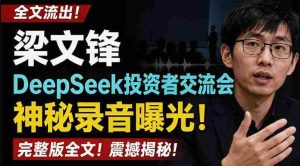 全文流出梁文锋DeepSeek投资者交流会神秘录音曝光，感兴趣的抓紧看【PDF文档】-资源妙妙屋