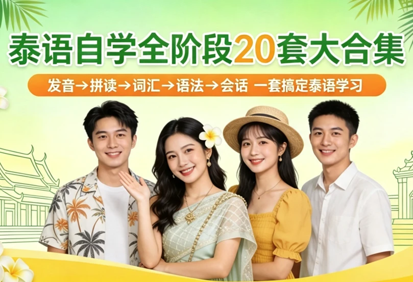 泰语自学全阶段20套大合集，发音→拼读→语法→会话全覆盖，自学党全阶段泰语学习必备-资源妙妙屋
